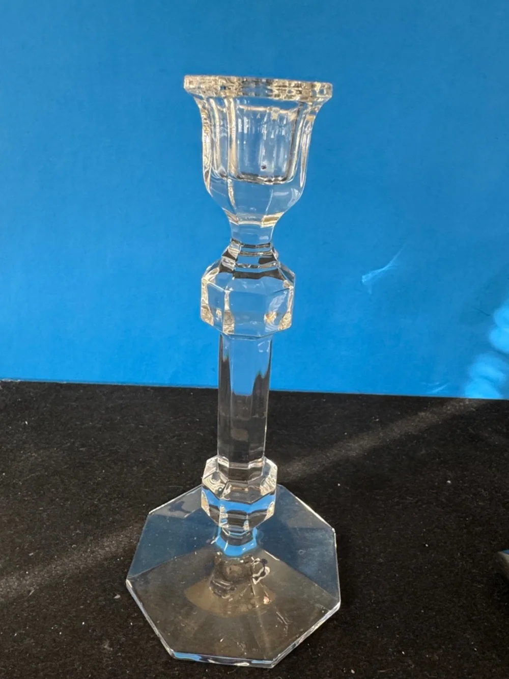 Vintage Val St. Lambert Gardenia style crystal candlestick